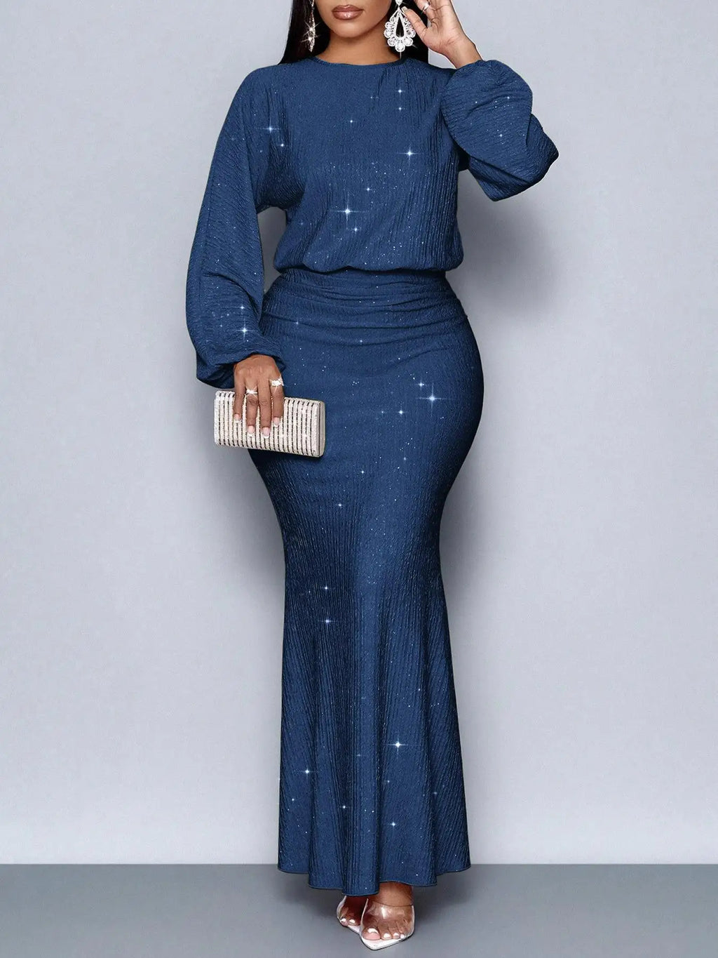 Beaded Long-Sleeve Bodycon Dress