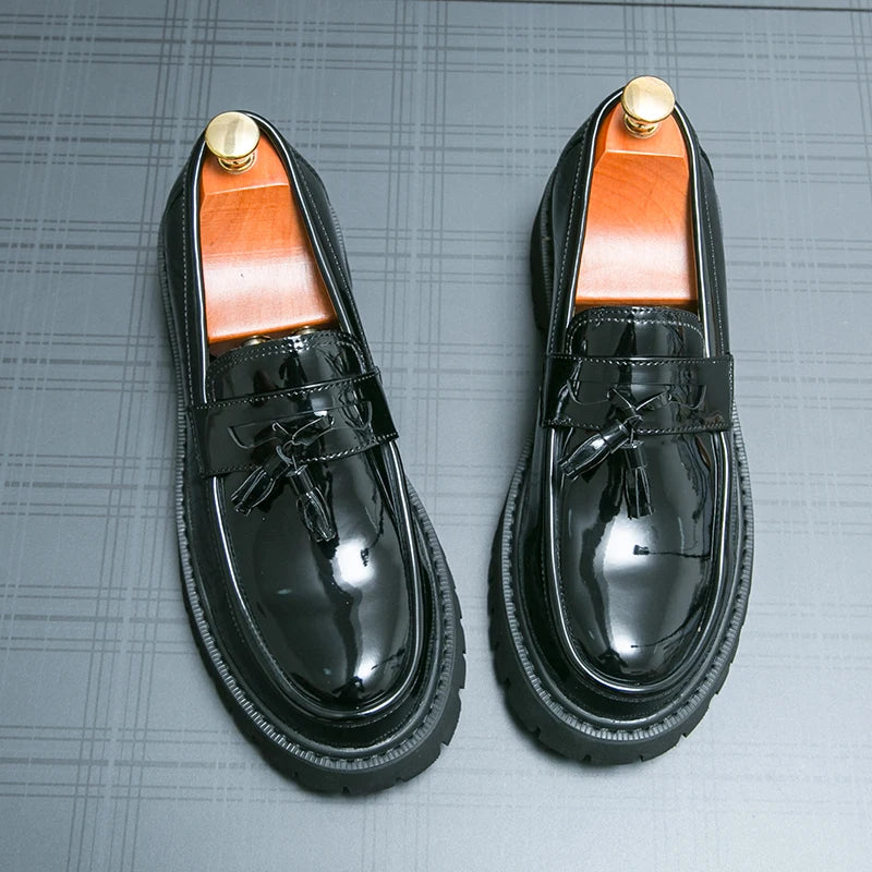 Men's Black Platform Loafers