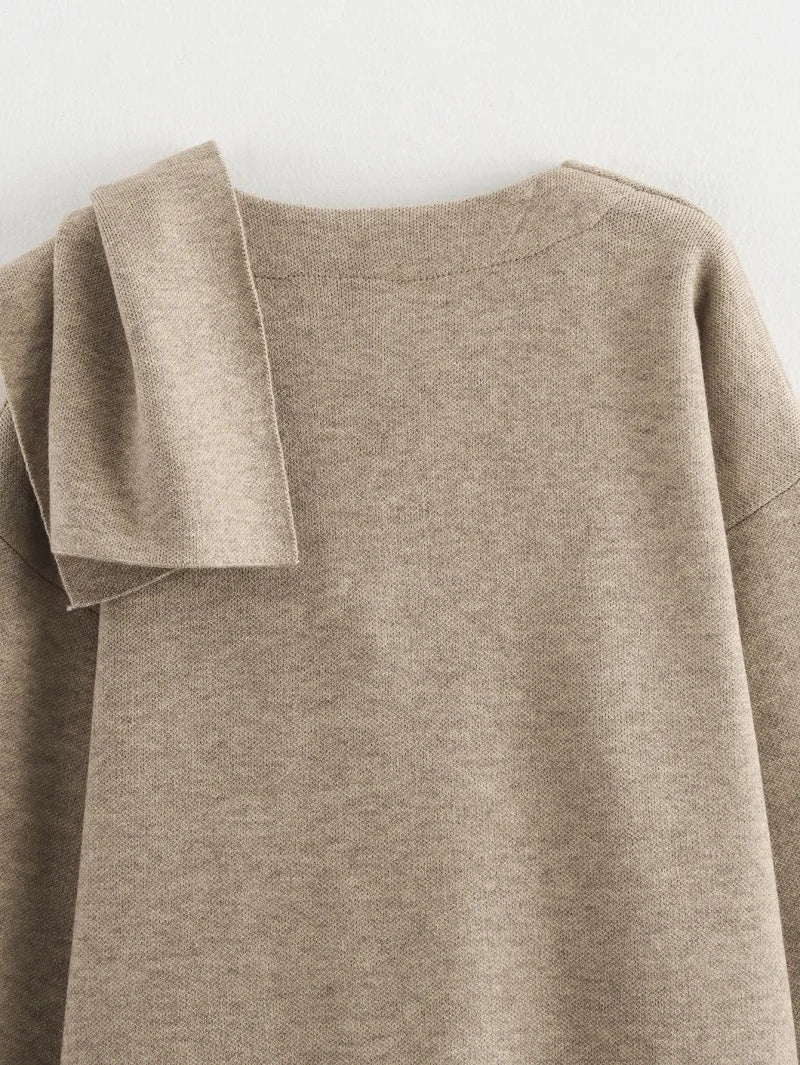 Plush Padded Winter Coat with Asymmetric Scarf-Women