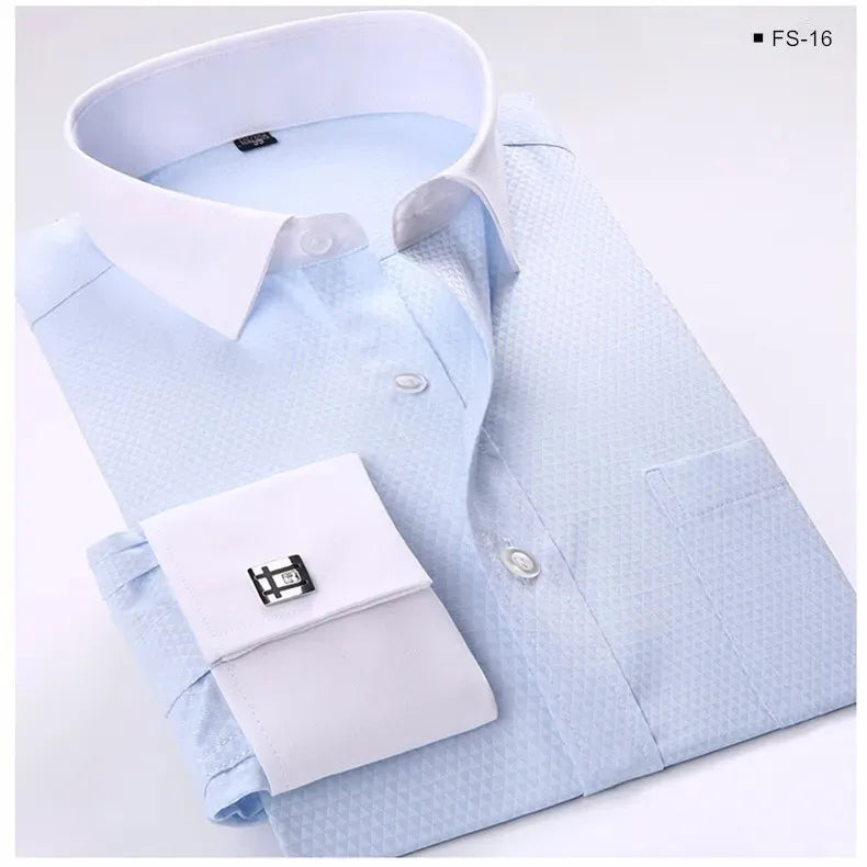 Men's French Cuff Dress Shirt(white)