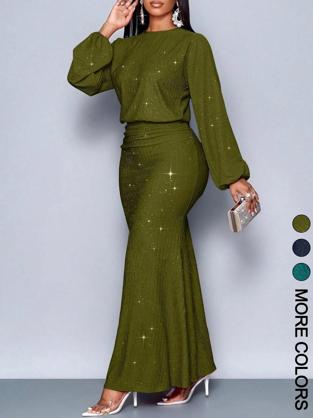 Beaded Long-Sleeve Bodycon Dress