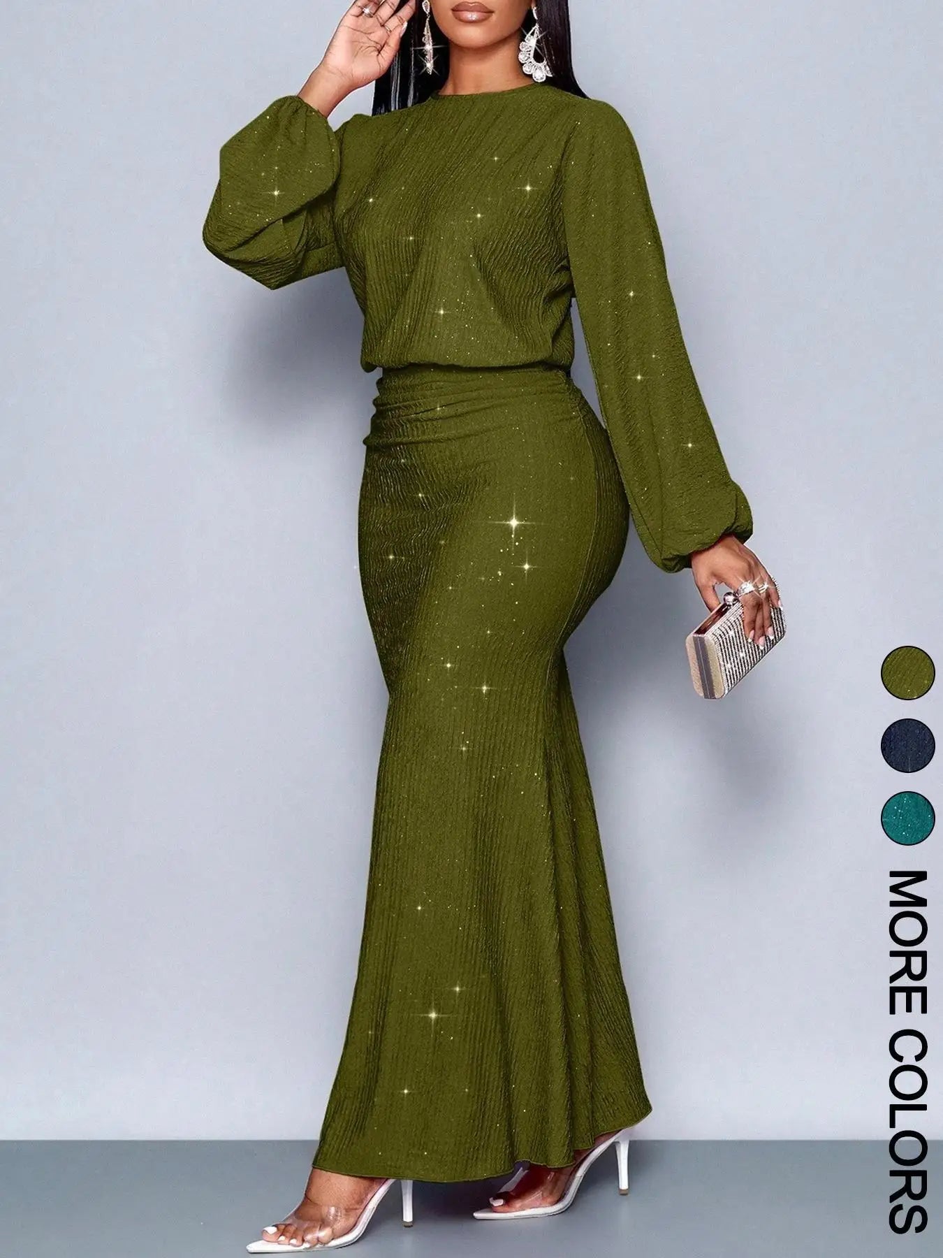 Beaded Long-Sleeve Bodycon Dress