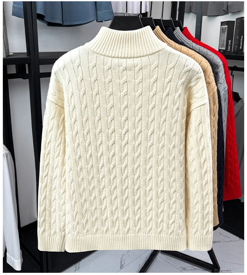 Men’s Half-Zip Knit Sweater with Embroidered Detail
