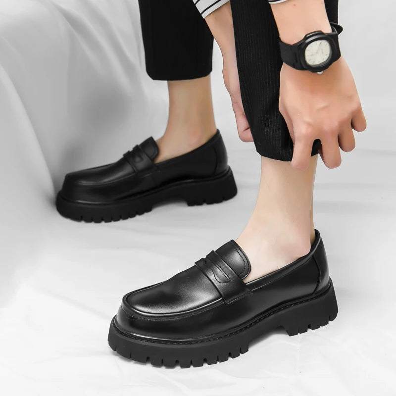 Men's Black Platform Loafers