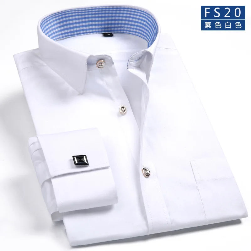 Men's French Cuff Dress Shirt(white)