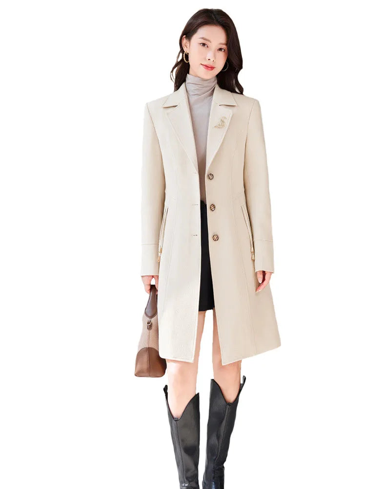 Classic Women's Long Trench Coat-Tailored Fit