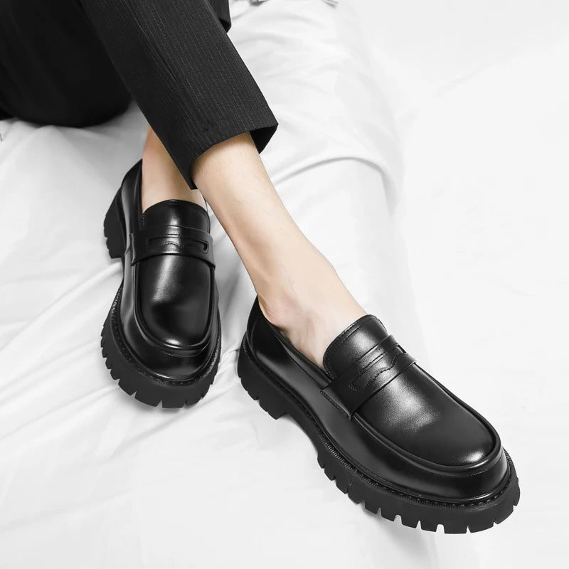 Men's Black Platform Loafers