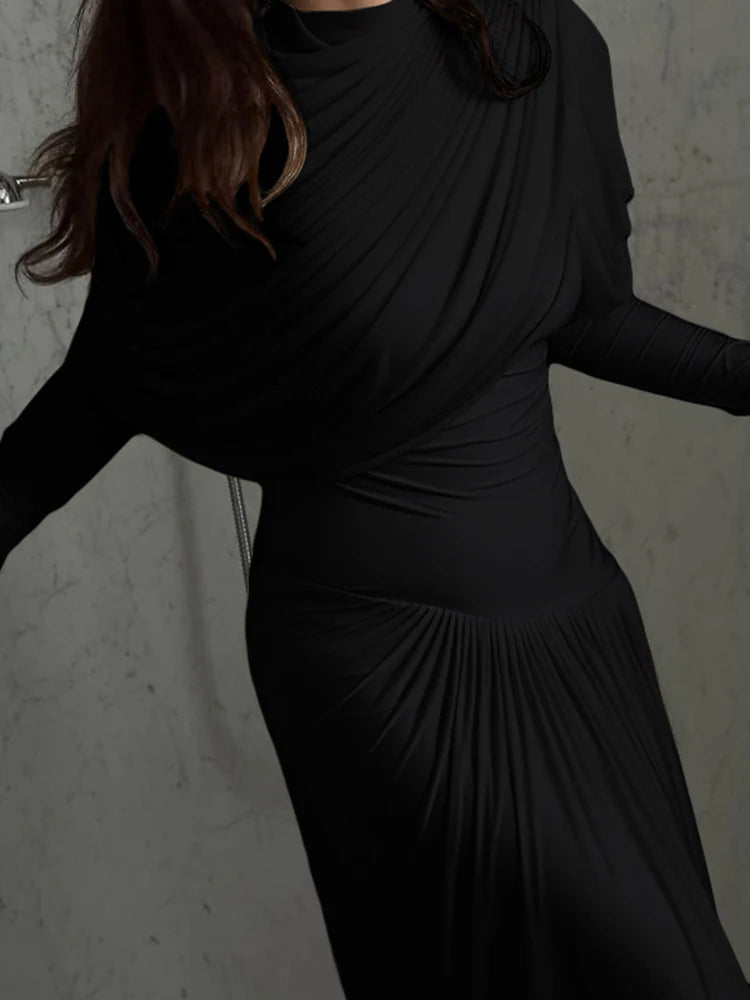 Rushed Shawl Neck Maxi dress