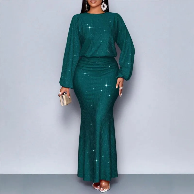 Beaded Long-Sleeve Bodycon Dress