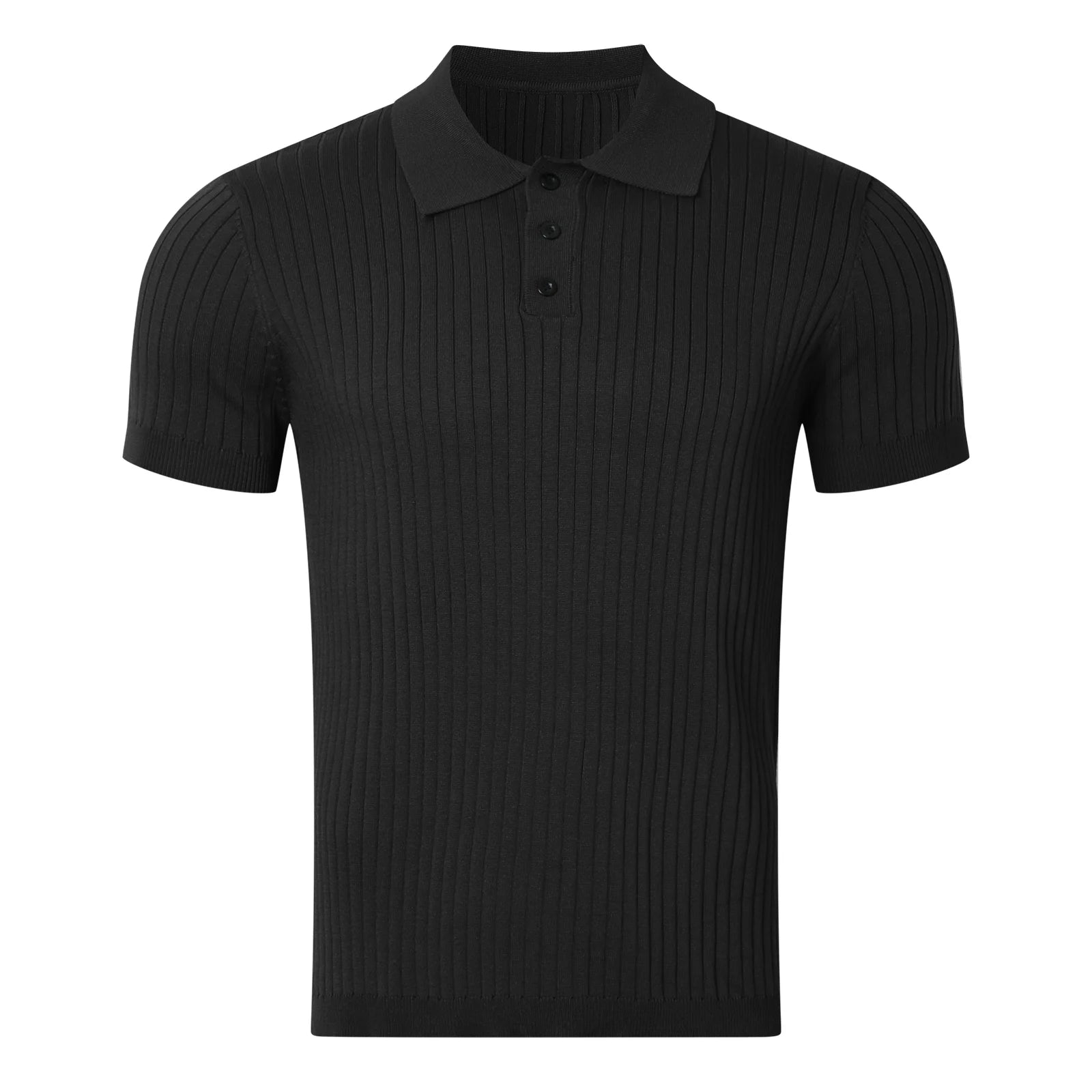 Men’s Knit Striped Polo Shirt – Short Sleeve