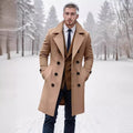 Men’s Double-Breasted Long Overcoat – Winter Outerwear
