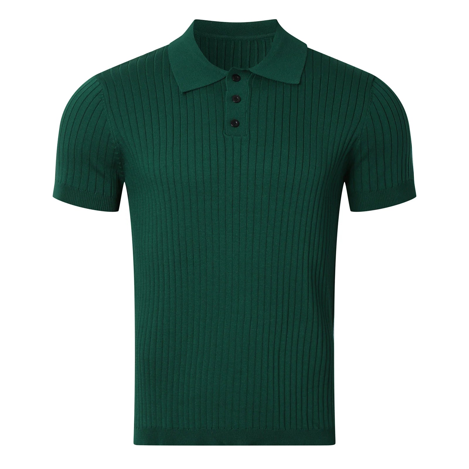 Men’s Knit Striped Polo Shirt – Short Sleeve