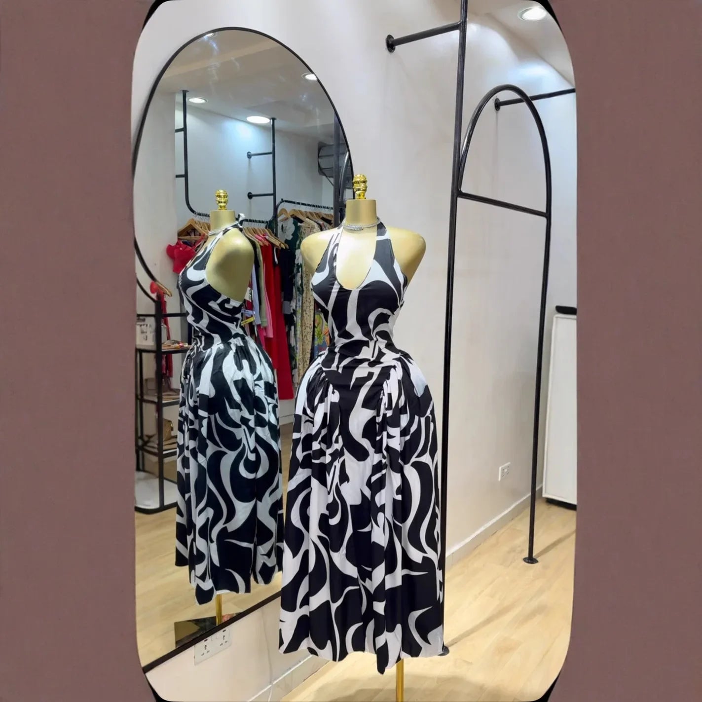 African Print Off-Shoulder Midi Dress