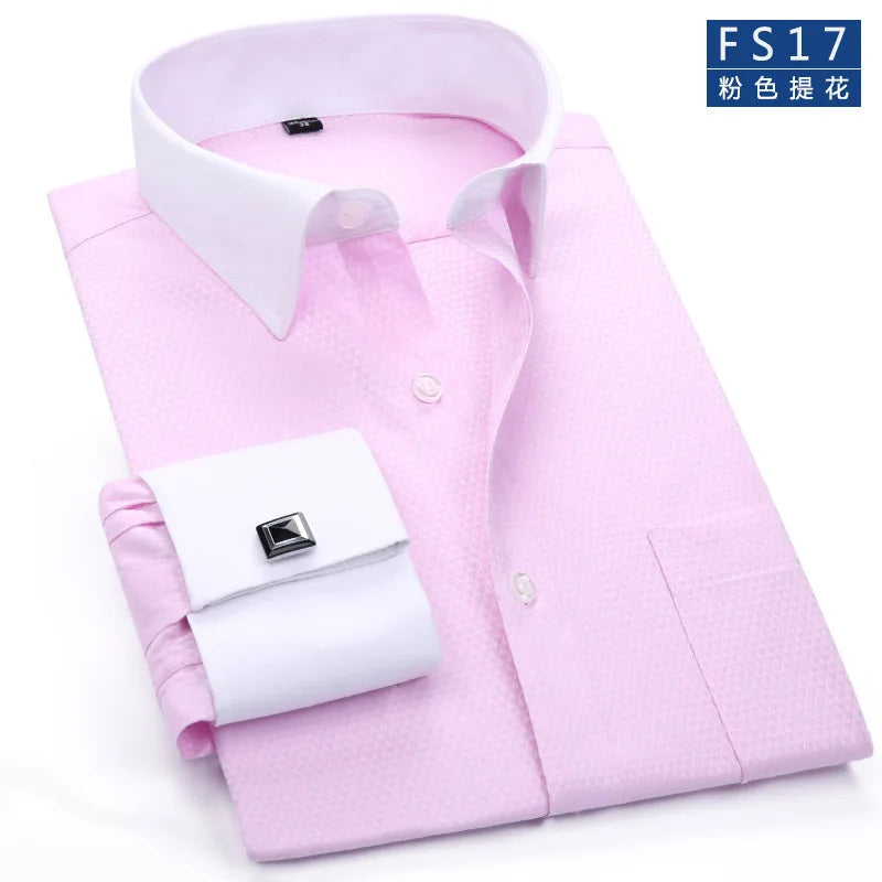 Men's French Cuff Dress Shirt(white)