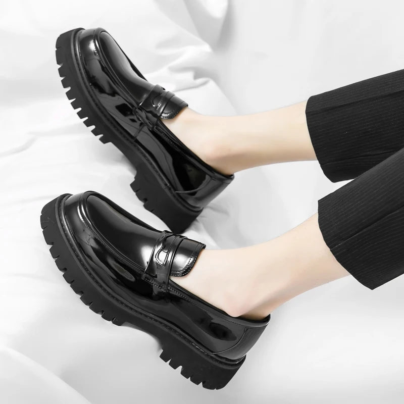 Men's Black Platform Loafers
