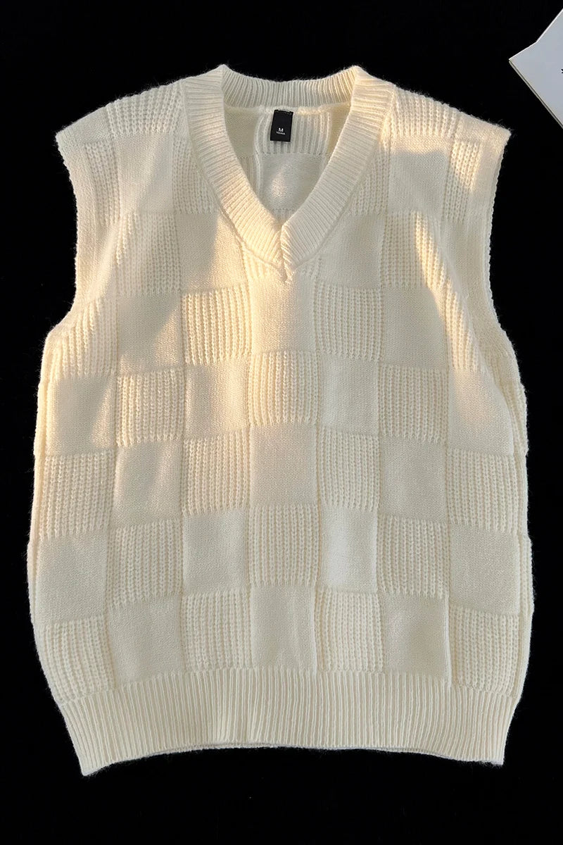 Loose V-neck Outerwear Bottom Clothing Basic Casual Vest Sleeveless