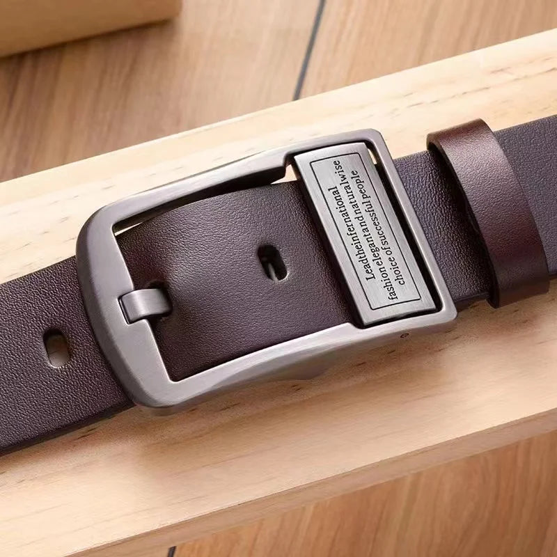 Genuine Leather Men’s Belt with Metal Buckle