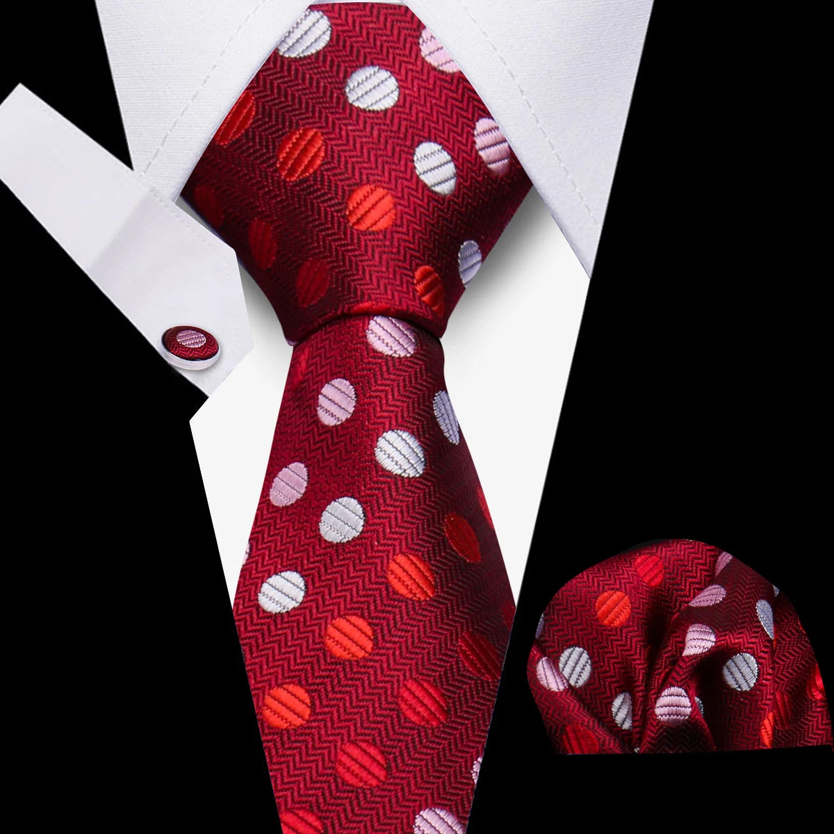 Men's Business Necktie Set Classic Plaid Cufflinks Handkerchief