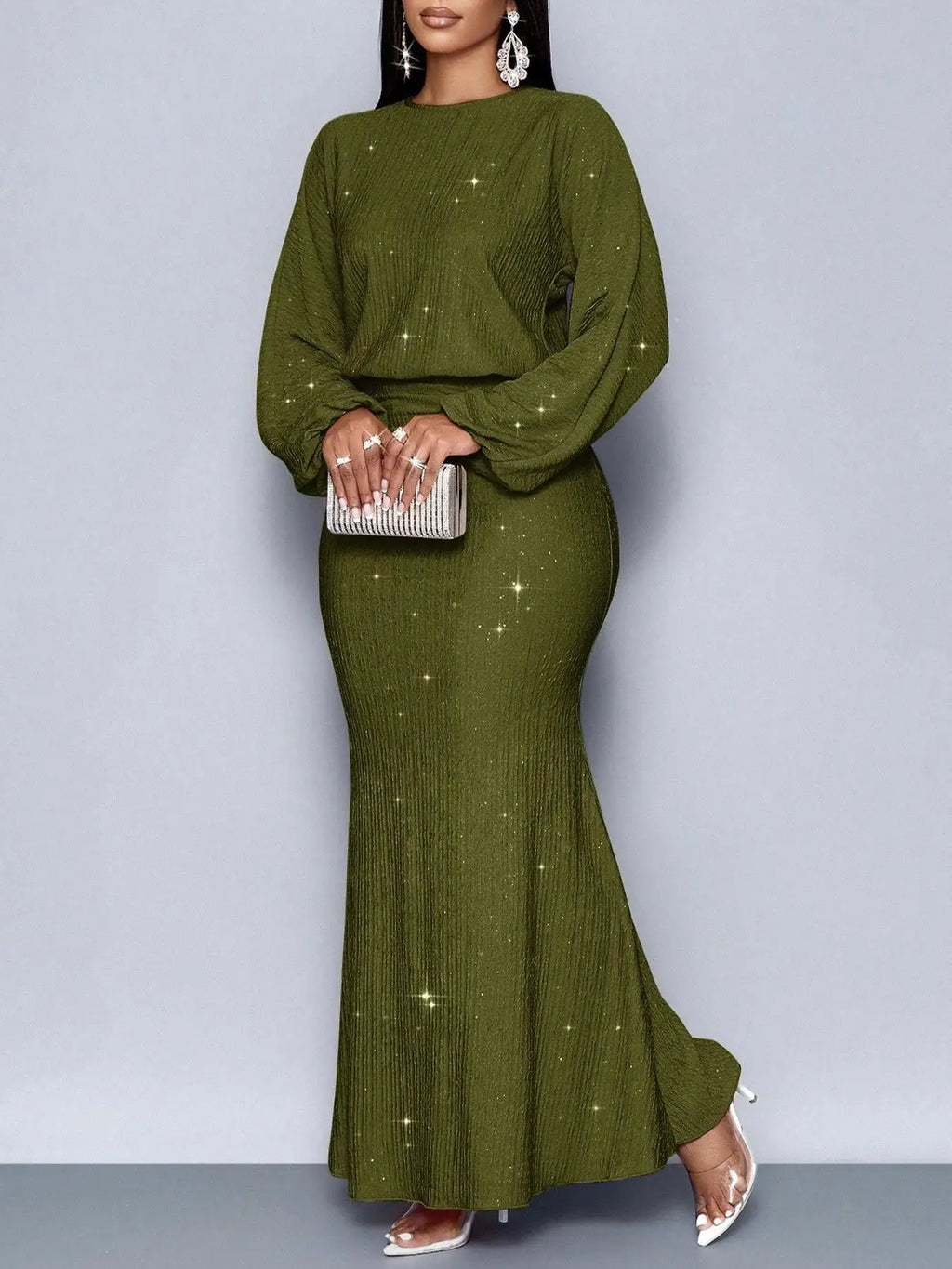 Beaded Long-Sleeve Bodycon Dress