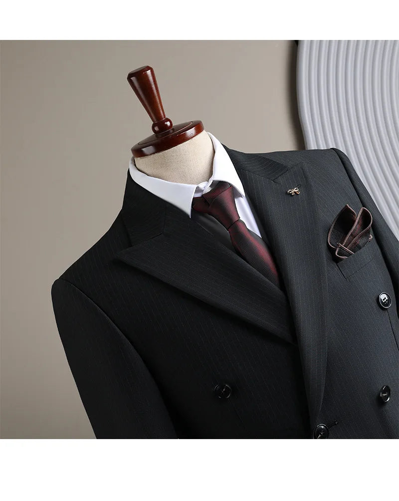 Men's Double-Breasted Blazer-Business Formal Wear
