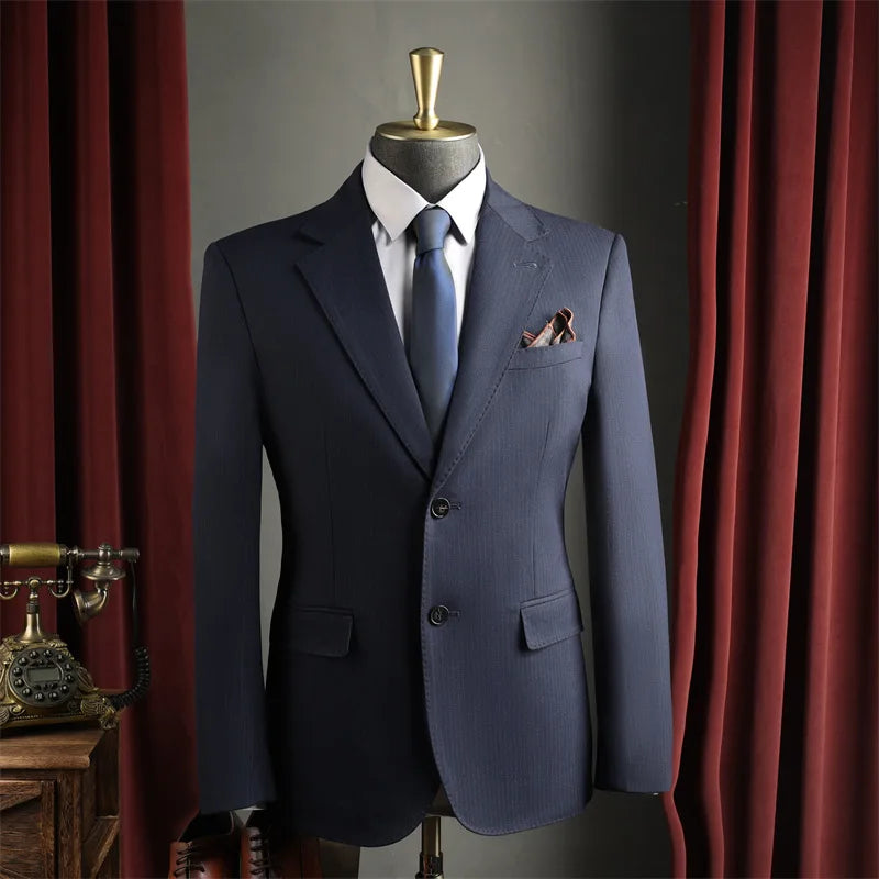 Men's Double-Breasted Blazer-Business Formal Wear
