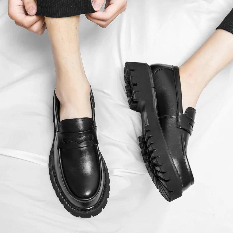 Men's Black Platform Loafers