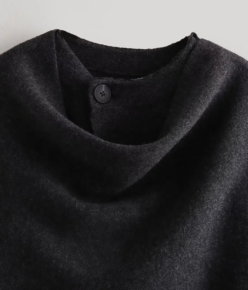 Plush Padded Winter Coat with Asymmetric Scarf-Women