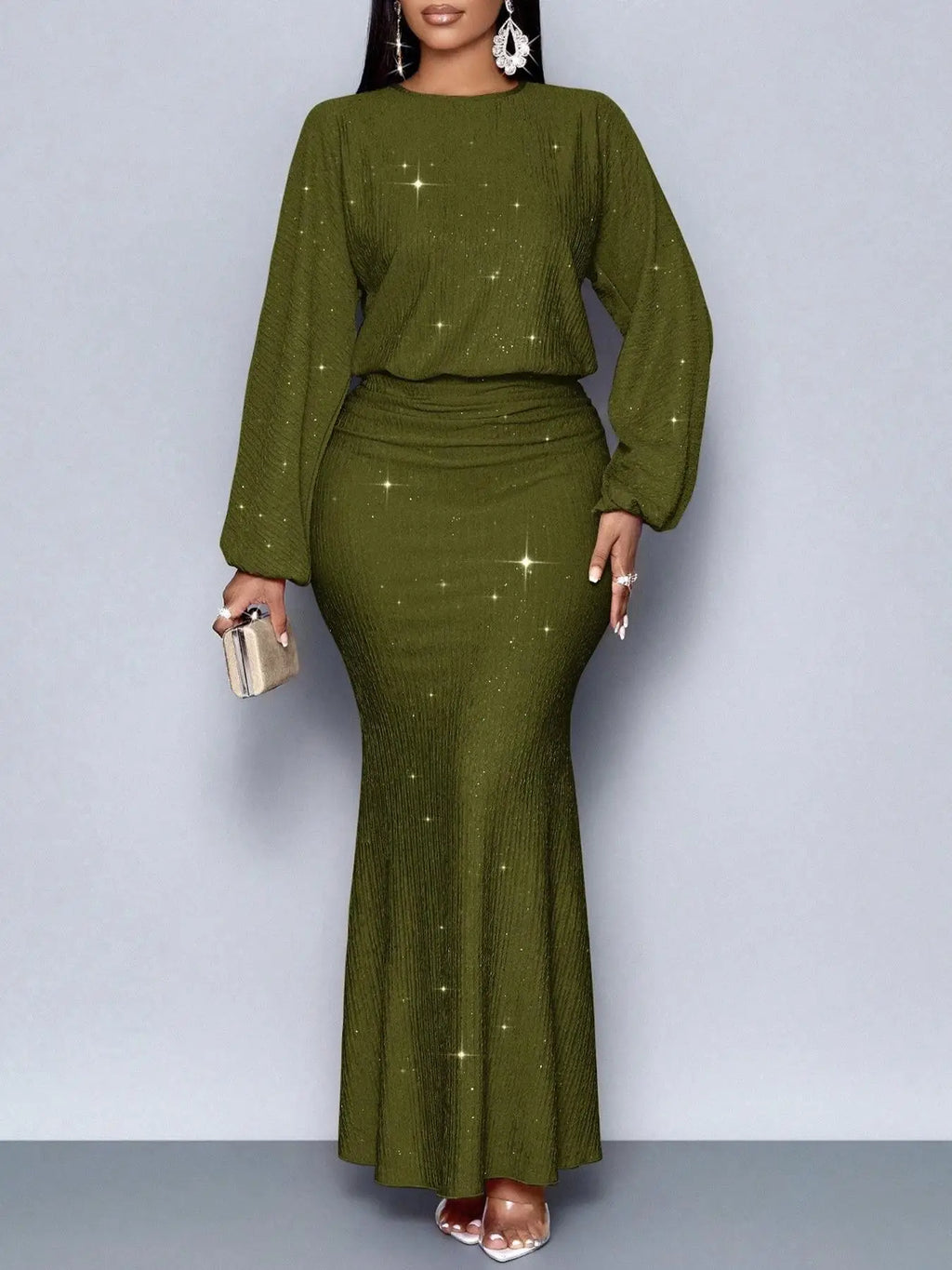 Beaded Long-Sleeve Bodycon Dress
