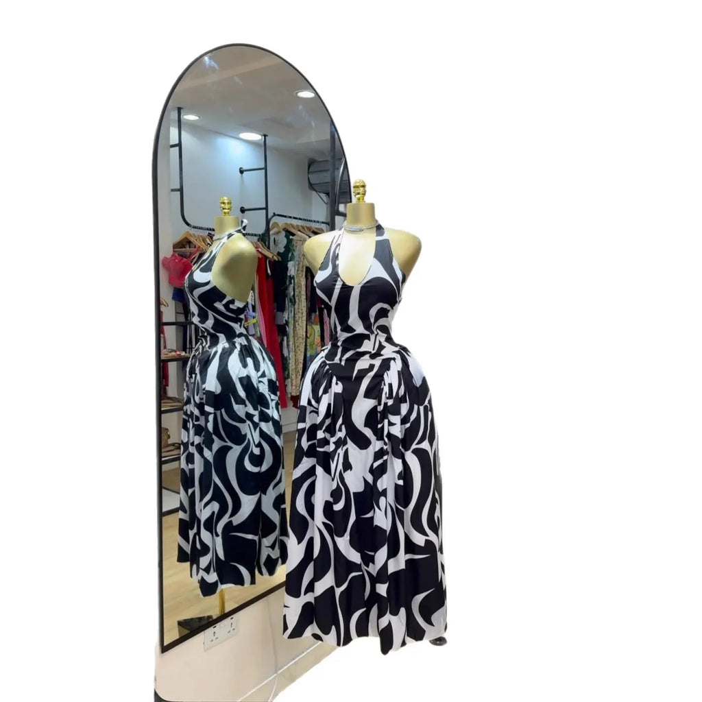 African Print Off-Shoulder Midi Dress