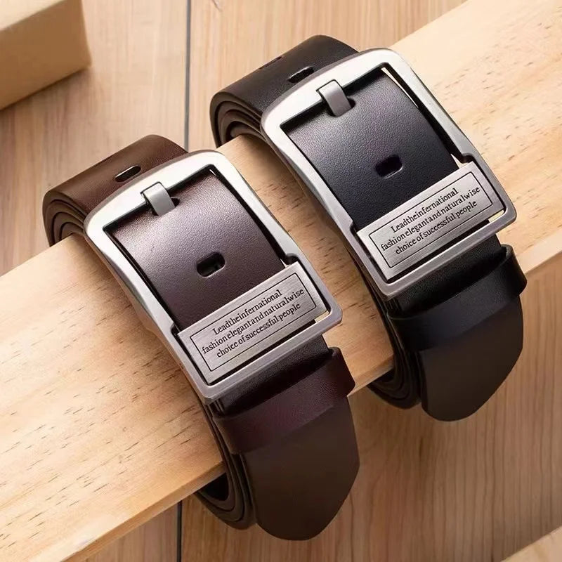 Genuine Leather Men’s Belt with Metal Buckle